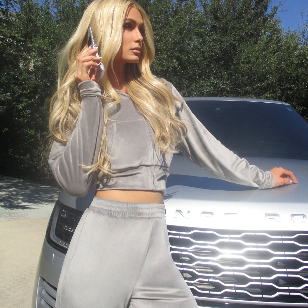 SKIMS Wide leg velour tracksuit in smoke